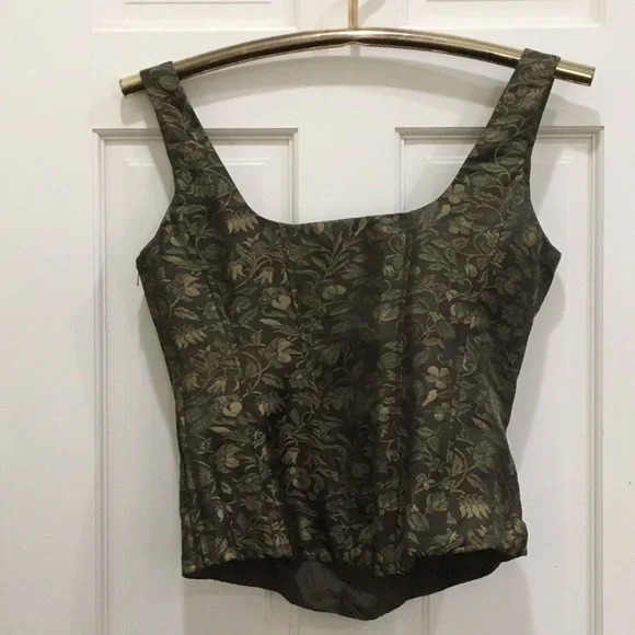 Ralph Lauren black label bustier in olive pattern silk - Picture 8 of 8